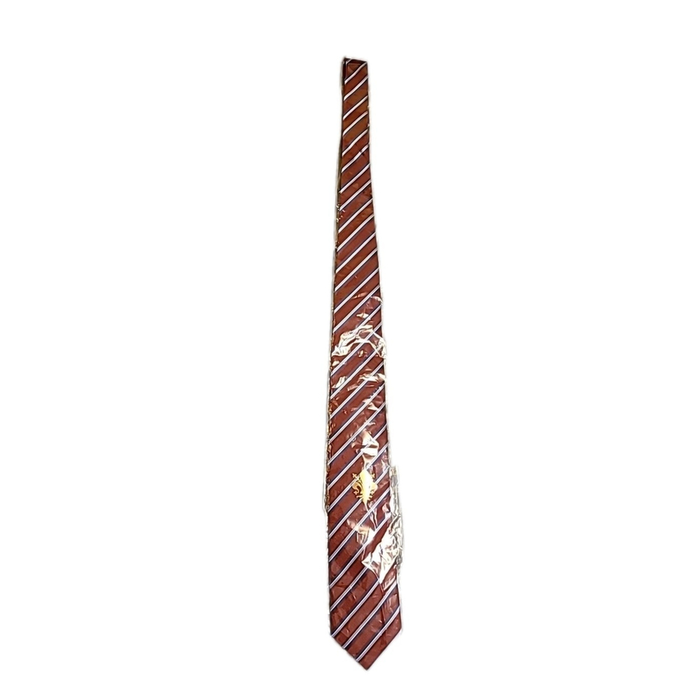 Firenze Men's Tie 100% Silk Made In Italy Red Maroon Blue Striped New